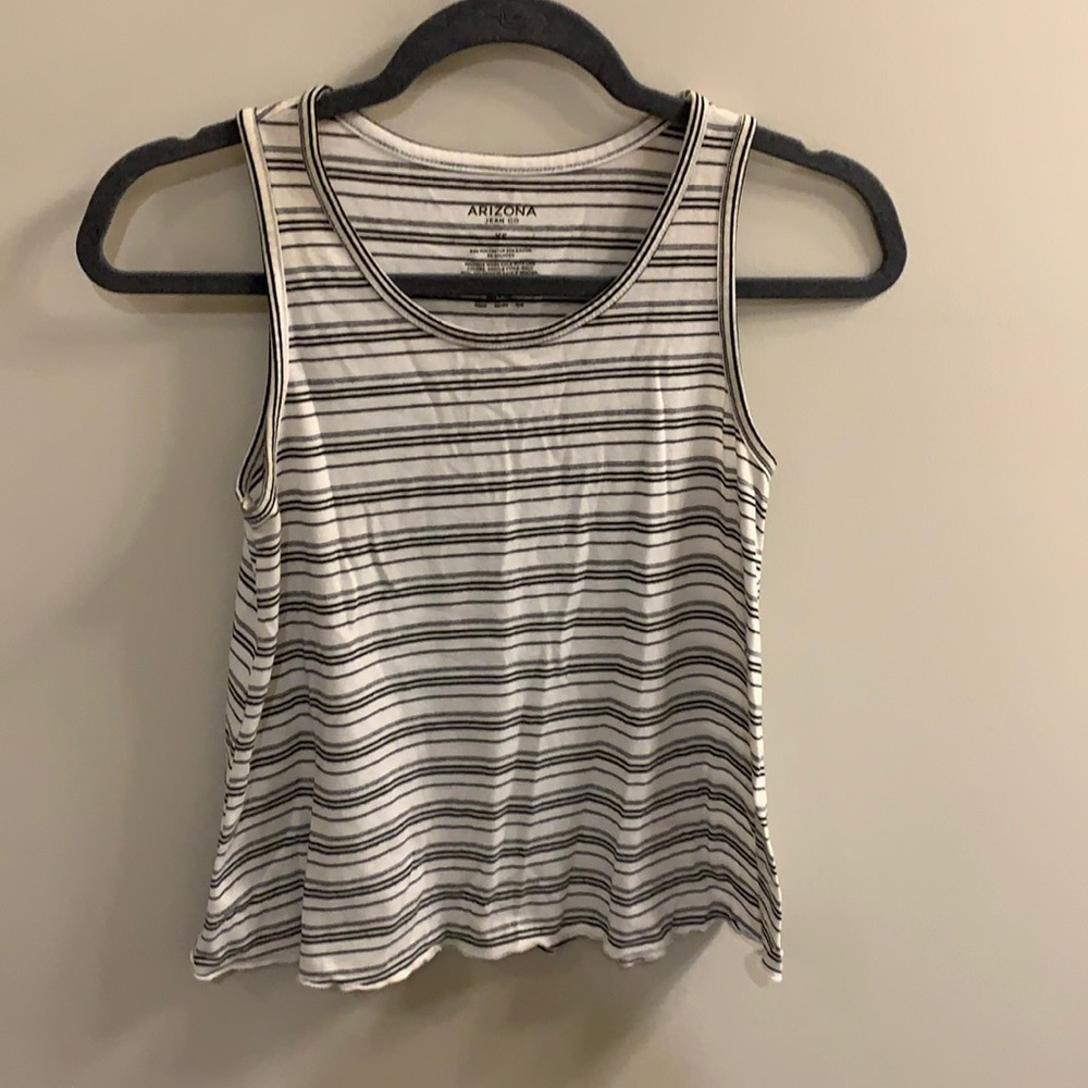 Blank and white stripped tank